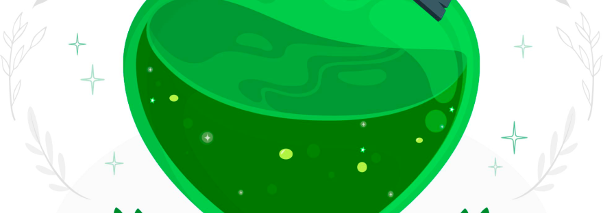 boccetta di liquido verde