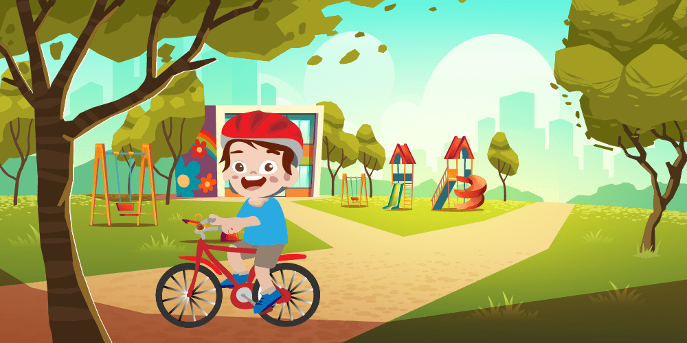 Tommy in bicicletta con la sua lumaca
